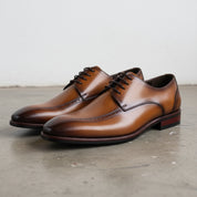 Handmade Men's Leather Cap-Toe Oxfords - angle-view-showing-depth