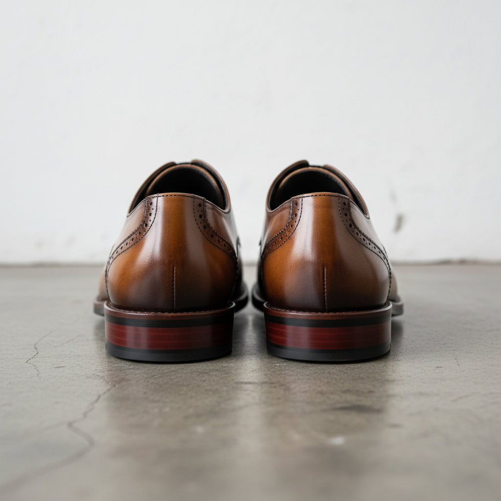 Handmade Men's Leather Cap-Toe Oxfords - back-view