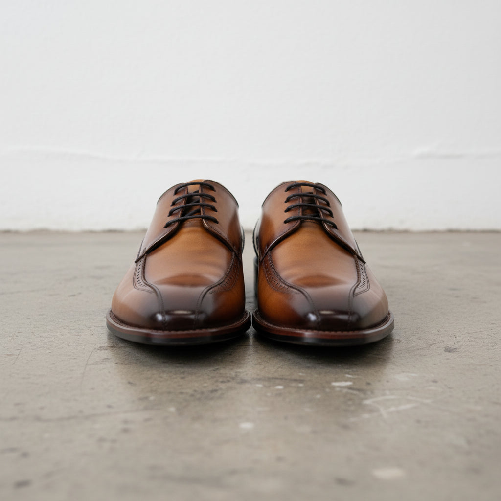 Handmade Men's Leather Cap-Toe Oxfords - front-view