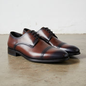 Handmade Men's Leather Full Grain Oxford Dress Shoes - angle-view-showing-depth