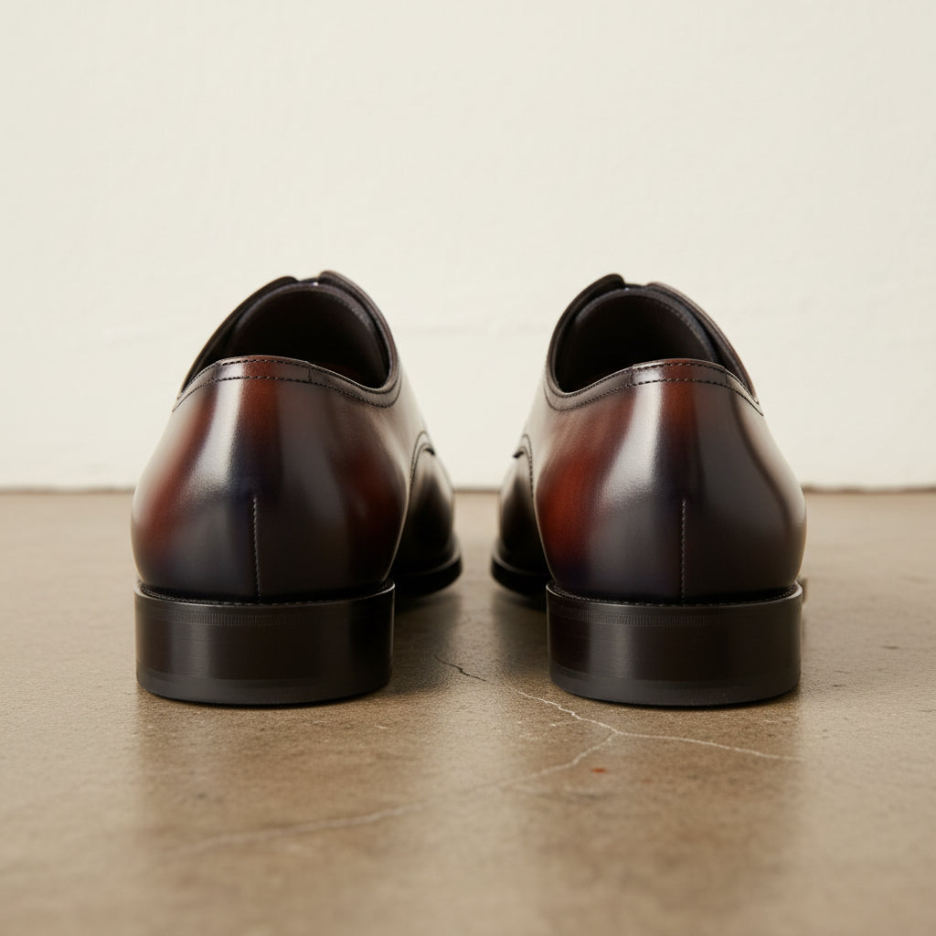 Handmade Men's Leather Full Grain Oxford Dress Shoes - back-view