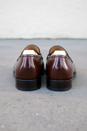 Handmade Mens Leather Moccasins Loafer, Men Dark burgundy Dress shoes - back-view