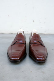 Handmade Mens Leather Moccasins Loafer, Men Dark burgundy Dress shoes - front-view
