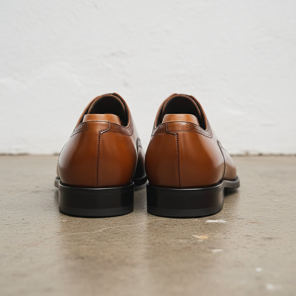 Handmade Men's Leather Oxford Dress Shoes - back-view
