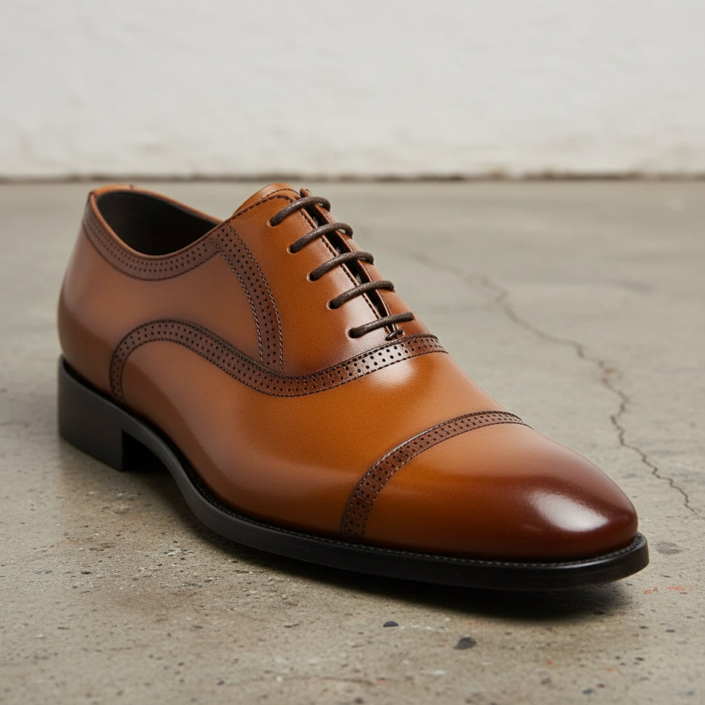 Handmade Men's Leather Oxford Dress Shoes - detail-view-showing-texture