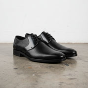 Handmade Men's Leather Perforated Derby Shoes - angle-view-showing-depth