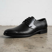 Handmade Men's Leather Perforated Derby Shoes - detail-view-showing-texture