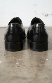 Handmade Men's Leather shoes, Black Crocodile Patterned dress shoes - back-view