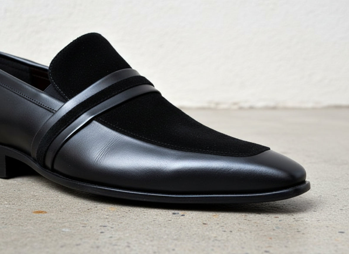 Handmade Mens Leather Shoes, Men Formal Slip On Leather Moccasin Dress Shoe