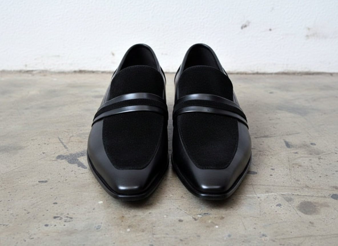 Handmade Mens Leather Shoes, Men Formal Slip On Leather Moccasin Dress Shoe