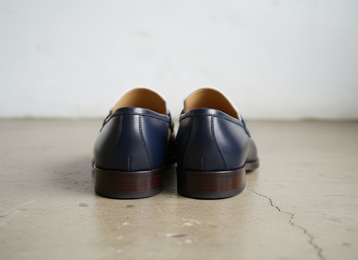 Handmade Mens Leather Shoes, Men Spectator shoes, Real Leather Loafer - back-view