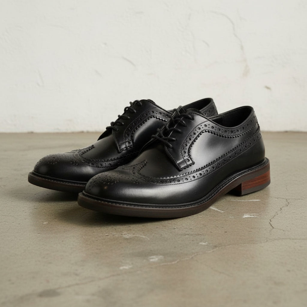 Handmade Men's Leather Stylish Dress Shoes - angle-view-showing-depth