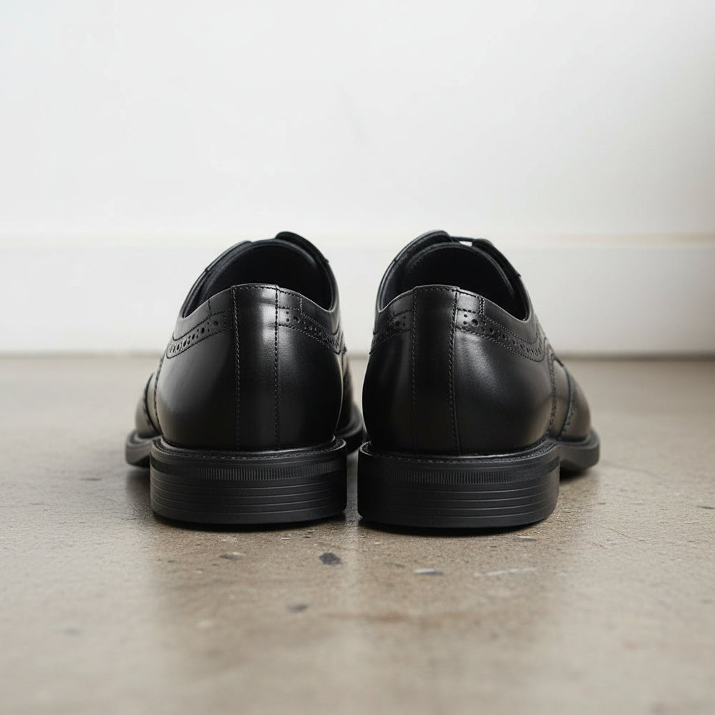 Handmade Men's Leather Wingtip Oxfords Dress Shoes - back-view