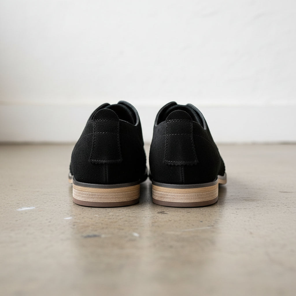 Handmade Men's Leather Wingtip Oxfords Shoes - back-view