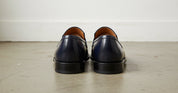 Handmade Mens Navy blue leather moccasins, Blue dress shoes for mens - back-view