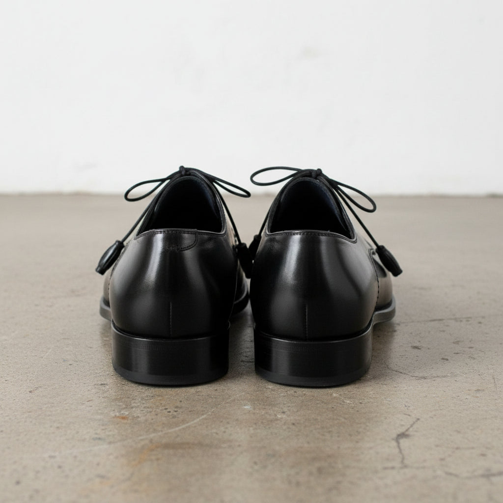 Handmade Mens Oxfords black dress shoes, Men tuxedo shoes, Men formal shoes - back-view