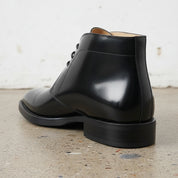 Handmade Men's Patent Cow Leather Formal Boots - detail-view-showing-texture