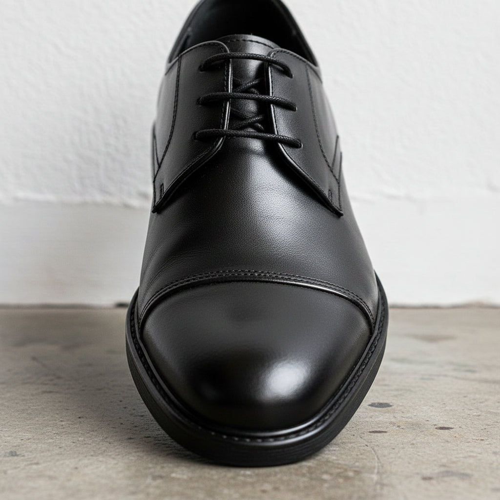 Handmade Men's Patent Leather Dress Shoes - detail-view-showing-texture