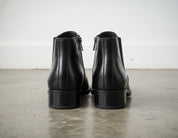 Handmade Mens Pointed Toe Boots, Men Black Zipper Ankle Boot, Fashion - back-view