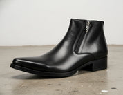 Handmade Mens Pointed Toe Boots, Men Black Zipper Ankle Boot, Fashion - detail-view-showing-texture