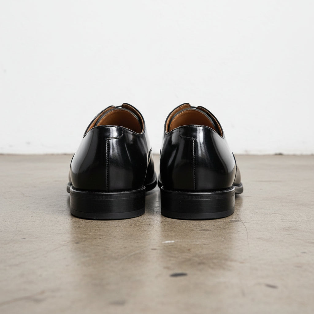 Handmade Men's Polished Cow Leather Oxford Dress Shoes - back-view