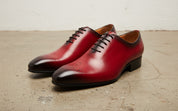 Handmade Mens red formal shoes, Men leather dress shoes, Men brogue shoes - angle-view-showing-depth