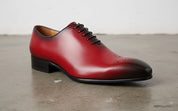 Handmade Mens red formal shoes, Men leather dress shoes, Men brogue shoes - detail-view-showing-texture
