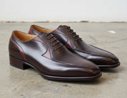 Handmade Mens Stylish Oxfords two tone Leather Dress shoes, Men tuxedo shoe - angle-view-showing-depth