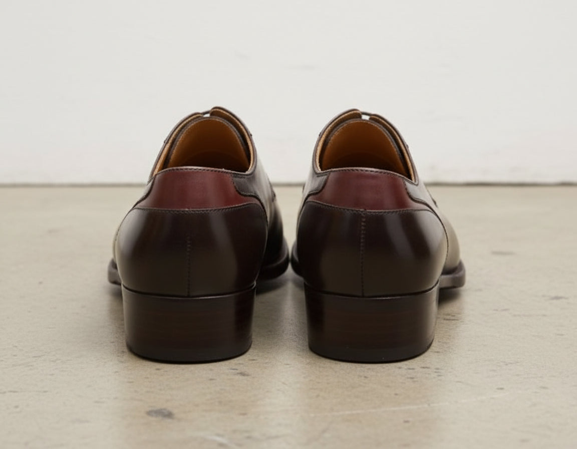 Handmade Mens Stylish Oxfords two tone Leather Dress shoes, Men tuxedo shoe - back-view