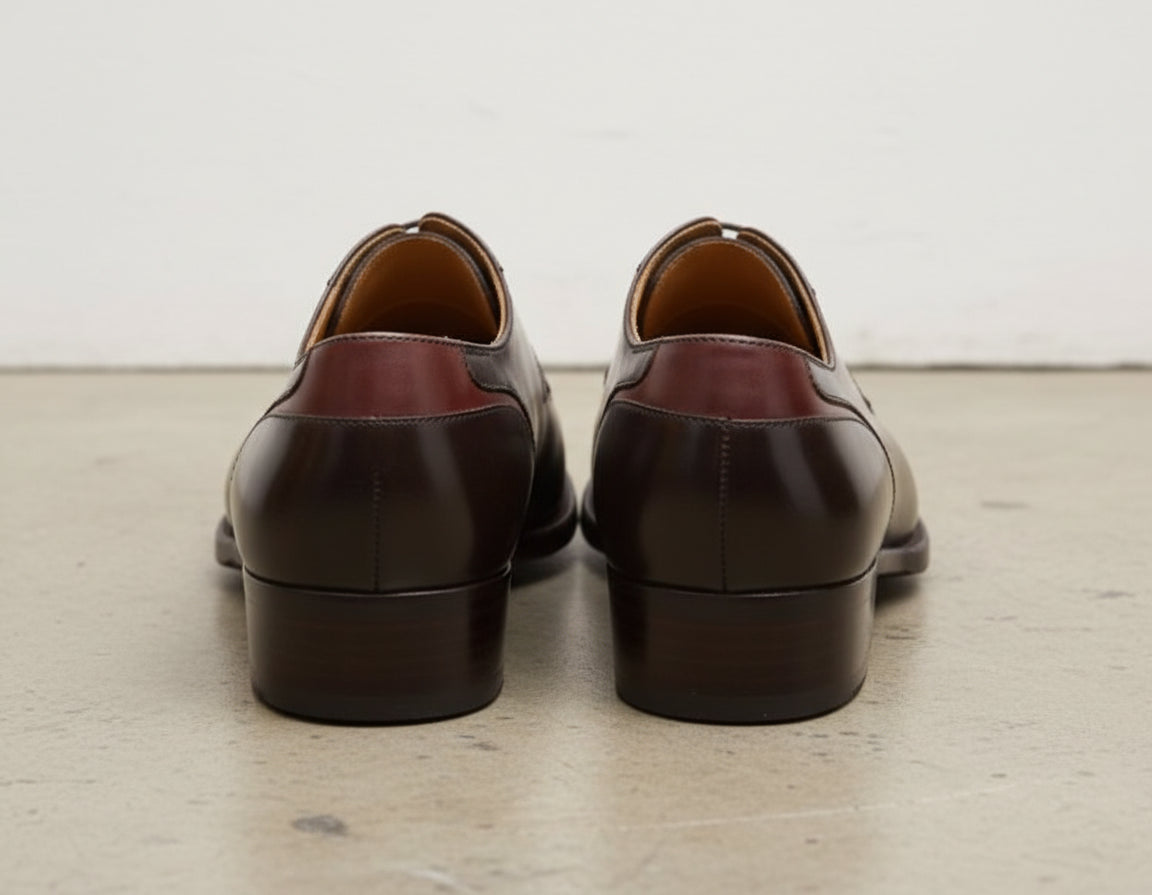 Handmade Mens Stylish Oxfords two tone Leather Dress shoes, Men tuxedo shoe - back-view