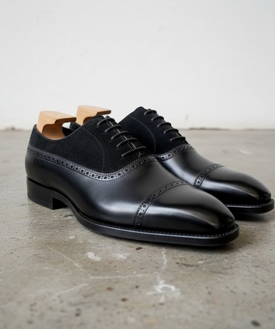 Handmade Mens suede and leather shoes Men leather Oxford shoes, Men shoes - detail-view-showing-texture