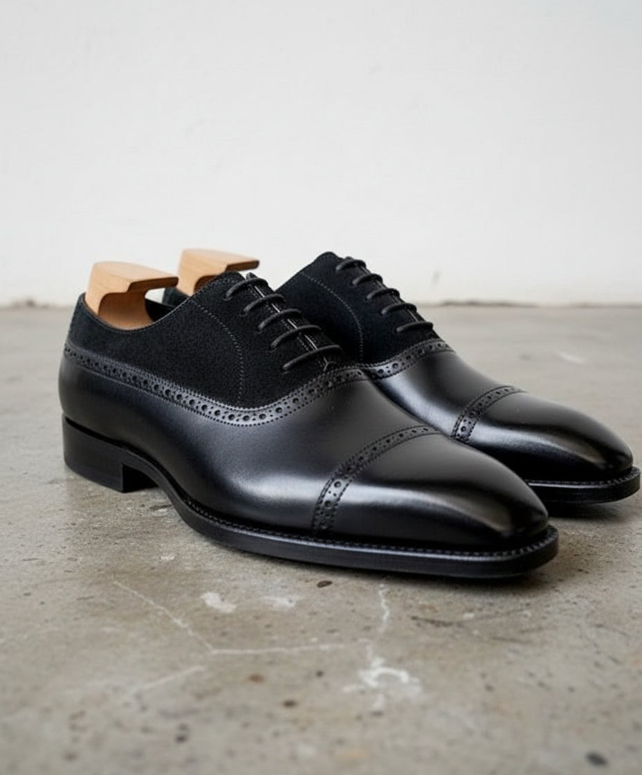 Handmade Mens suede and leather shoes Men leather Oxford shoes, Men shoes - detail-view-showing-texture