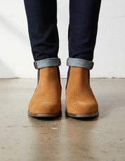 Handmade Mens Tan color Suede Chelsea boots, tan suede ankle boot - front-view