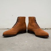 Handmade Mens Tan color Suede Lace up ankle boot, Men Casual classic boots - angle-view-showing-depth