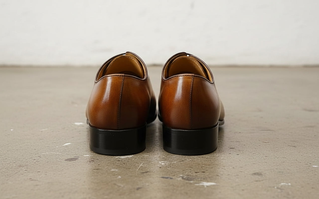 Handmade Mens tan formal shoes, Men leather dress shoes, Men brogue shoes - back-view