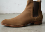 Handmade Mens tan suede chelsea boots, Men casual boot, Fashion style boots - detail-view-showing-texture