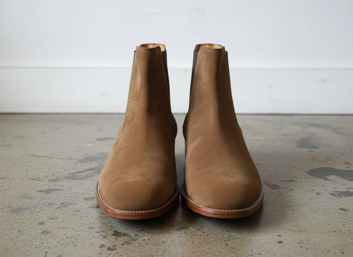 Handmade Mens tan suede chelsea boots, Men casual boot, Fashion style boots - front-view