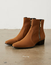 Handmade Mens Tan Suede side zip boots, Men Tan ankle boots - 3-4-right-view