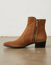 Handmade Mens Tan Suede side zip boots, Men Tan ankle boots - detail-view-showing-texture