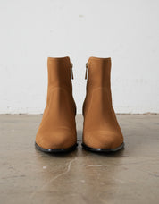 Handmade Mens Tan Suede side zip boots, Men Tan ankle boots - front-view