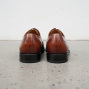 Handmade Mens tan wing tip brogue dress shoes, Men classic formal shoes - back-view