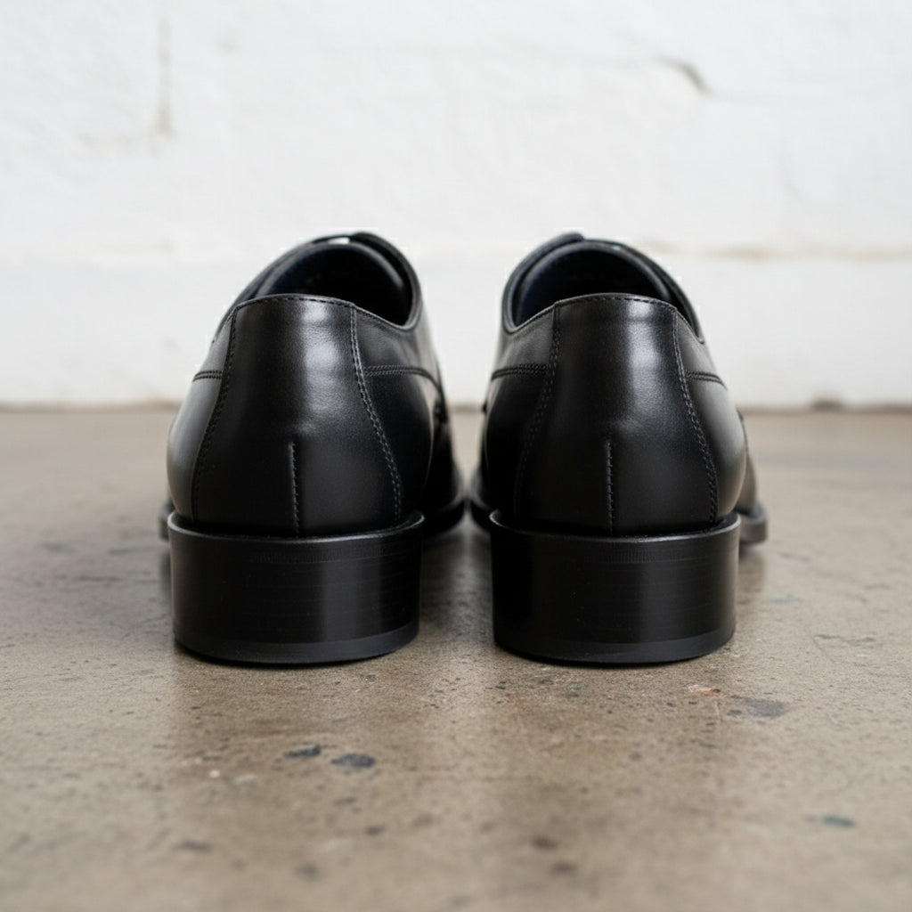 Handmade Mens Three tone Derby dress shoes, Men leather formal derby shoes - back-view