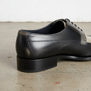 Handmade Mens Three tone Derby dress shoes, Men leather formal derby shoes - detail-view-showing-texture