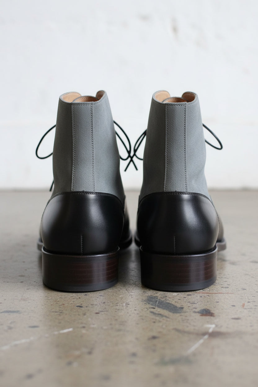 Handmade Men's Two Tone Chelsea Boots, Black And Gray Leather Boots, - back-view