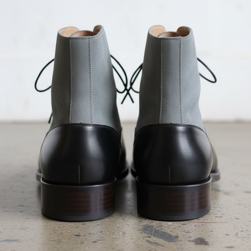 Handmade Men's Two Tone Chelsea Boots, Black And Gray Leather Boots, - back-view