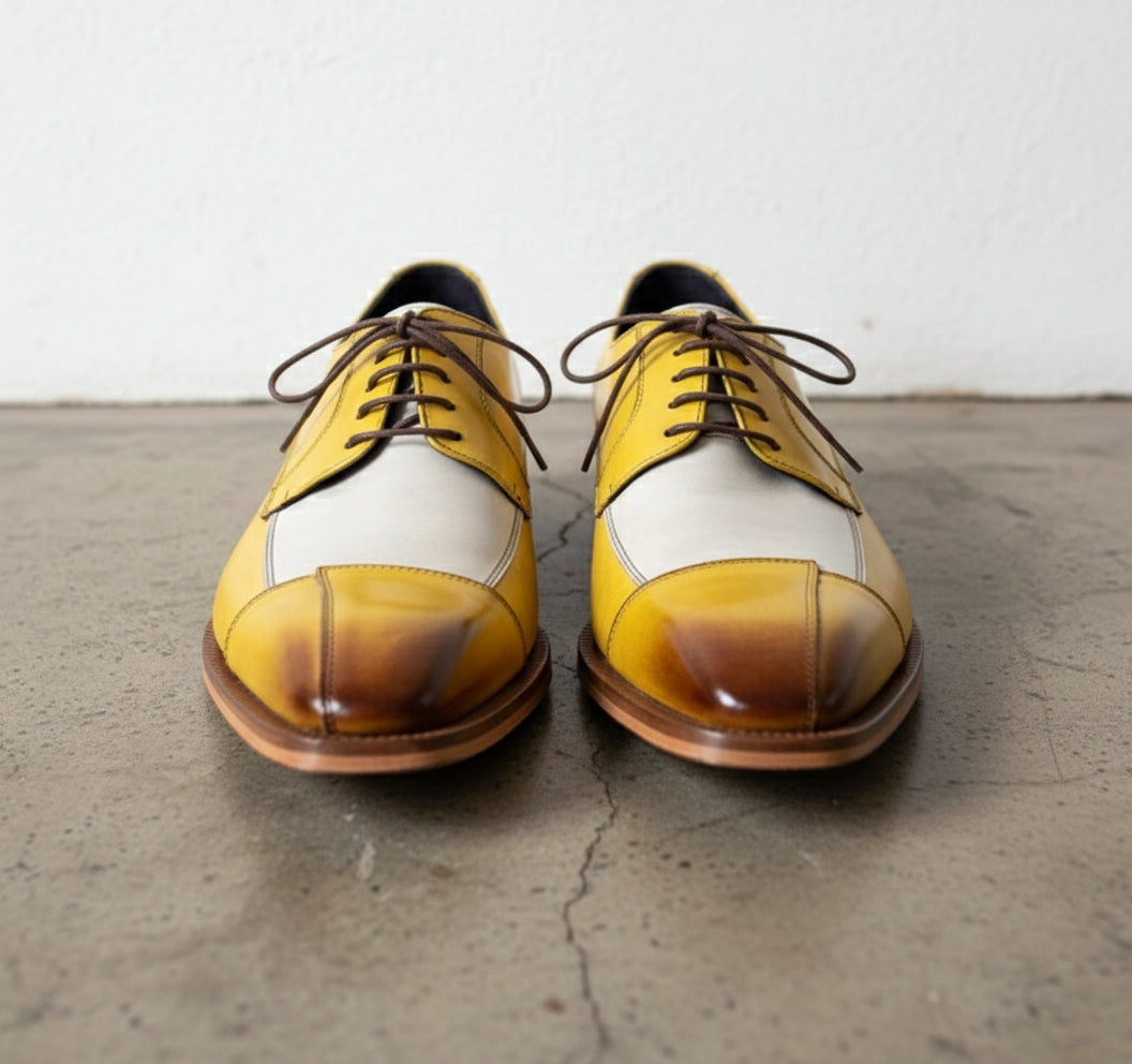 Men's Two Tone Leather Derby Dress Shoes US 12 / D - Standard Men's Two Tone Leather Derby Dress Shoes US 12 / D - Standard