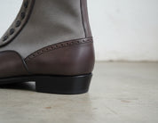 Handmade Mens Two tone Leather Button Boots, New Mens casual Button boot - detail-view-showing-texture