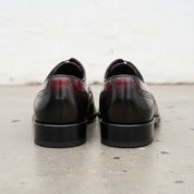 Handmade Mens Two tone wing tip brogue dress shoes, Men formal leather shoe - back-view