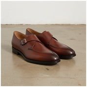 Handmade Mens wear brown monk shoes , Men fashion dress shoes buckle shoes - 3-4-right-view