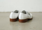 Handmade Mens white buckle shoes, Men Oxford dress shoes, Shoes for men - back-view